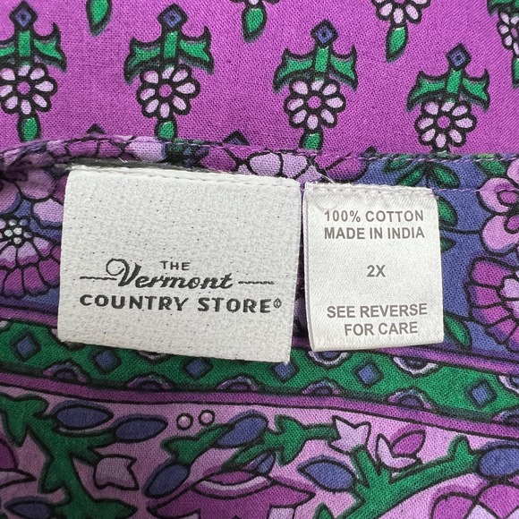 Vermont Country Store Midi Dress 2X Purple Floral Pockets Peasant Boho Prairie - Picture 9 of 13